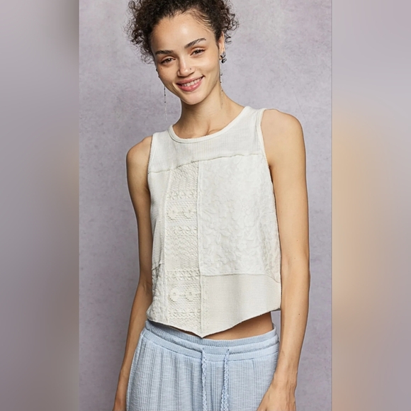 #1132 POL Ghost Flower Patchwork Top - Picture 9 of 14